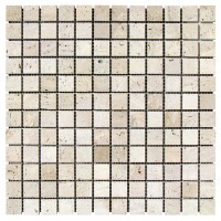 Мозаїка з натурального травертину, матова, 23х23х6 мм, на сітці