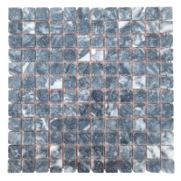 Мармурова мозаїка, матова, мармур Black, 23x23x6 мм., галтована, антична