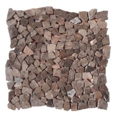 Хаотична мармурова мозаїка з коричневого мармуру Emperador Dark, матова