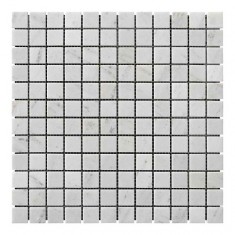 Мармурова мозаїка White BI, полірована, білого кольору. 23x23x6 мм.