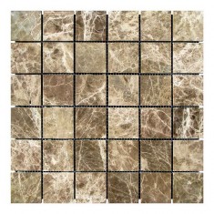 Мармурова мозаїка, мармур Emperador Dark, 48х48x6 мм., полірована