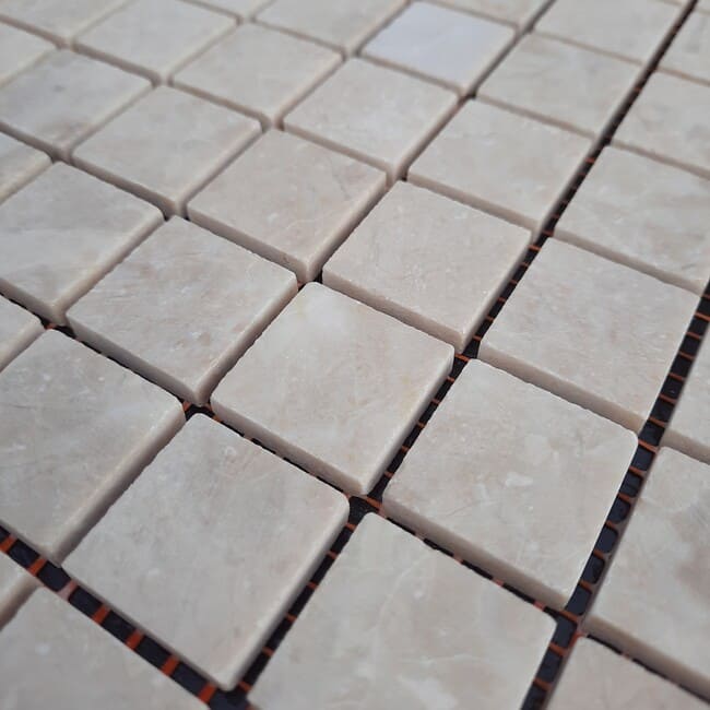 Мармурова мозаїка, бежева, матова, 23x23x6 мм. SP