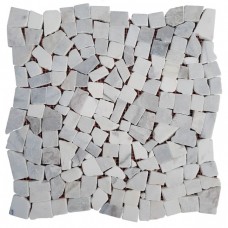 Хаотична мармурова мозаїка White Mix 6 мм, матова, галтована