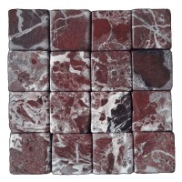 Мармурова мозаїка Rosso Levanto, 46х46x10 мм, без сітки, матова, галтована