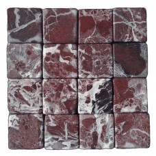 Мармурова мозаїка Rosso Levanto, 46х46x10 мм, без сітки, матова, галтована