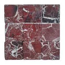 Мармурова мозаїка Rosso Levanto, 96х96x10 мм, без сітки, матова, галтована