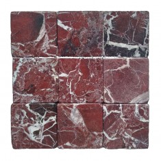 Мармурова мозаїка Rosso Levanto, 96х96x10 мм, без сітки, матова, галтована